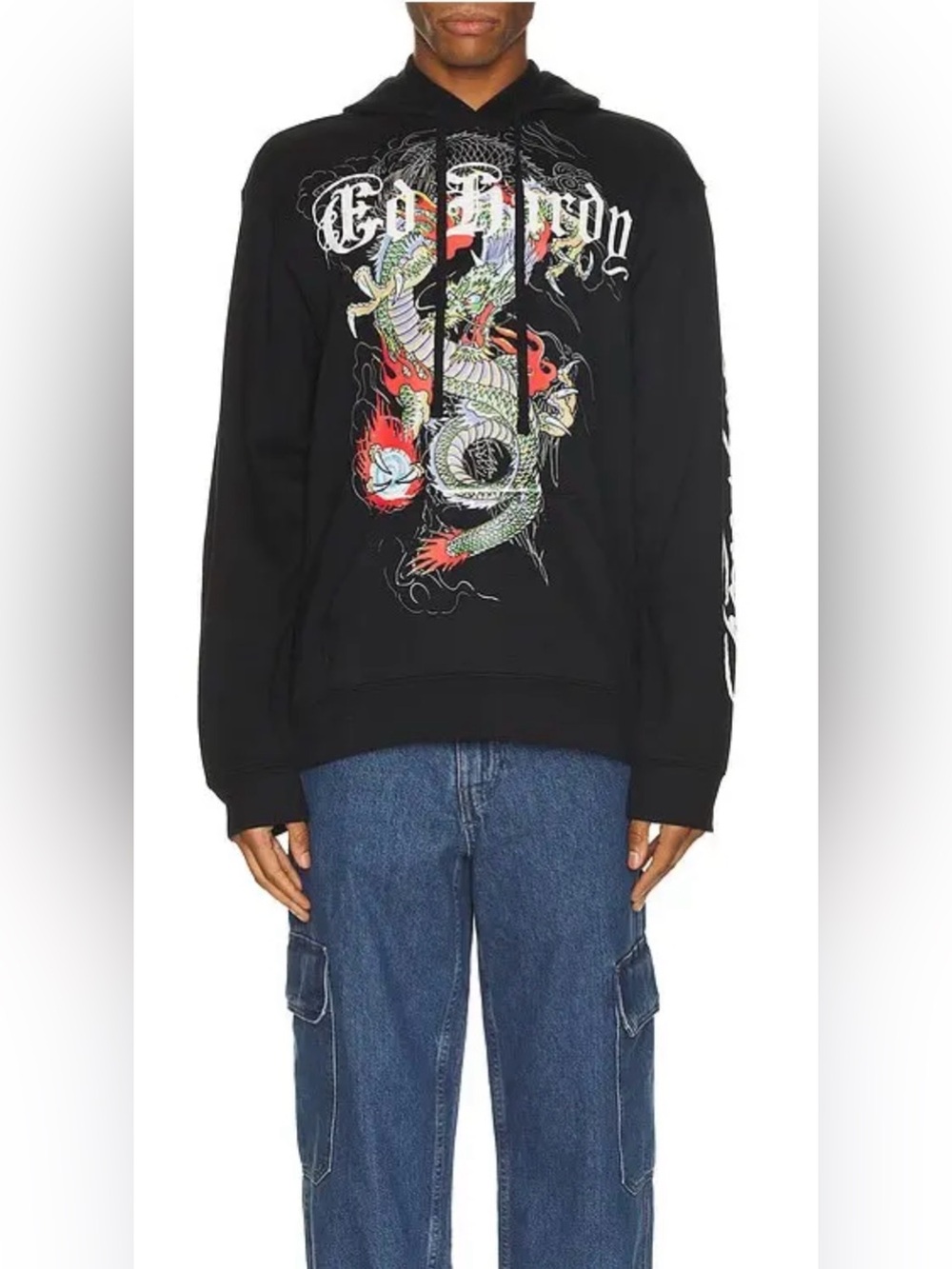 Ed Hardy Japan Dragon Pullover Hoodie Black Graphic XXL NWT